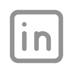 Simple LinkedIn icon graphic, gray.